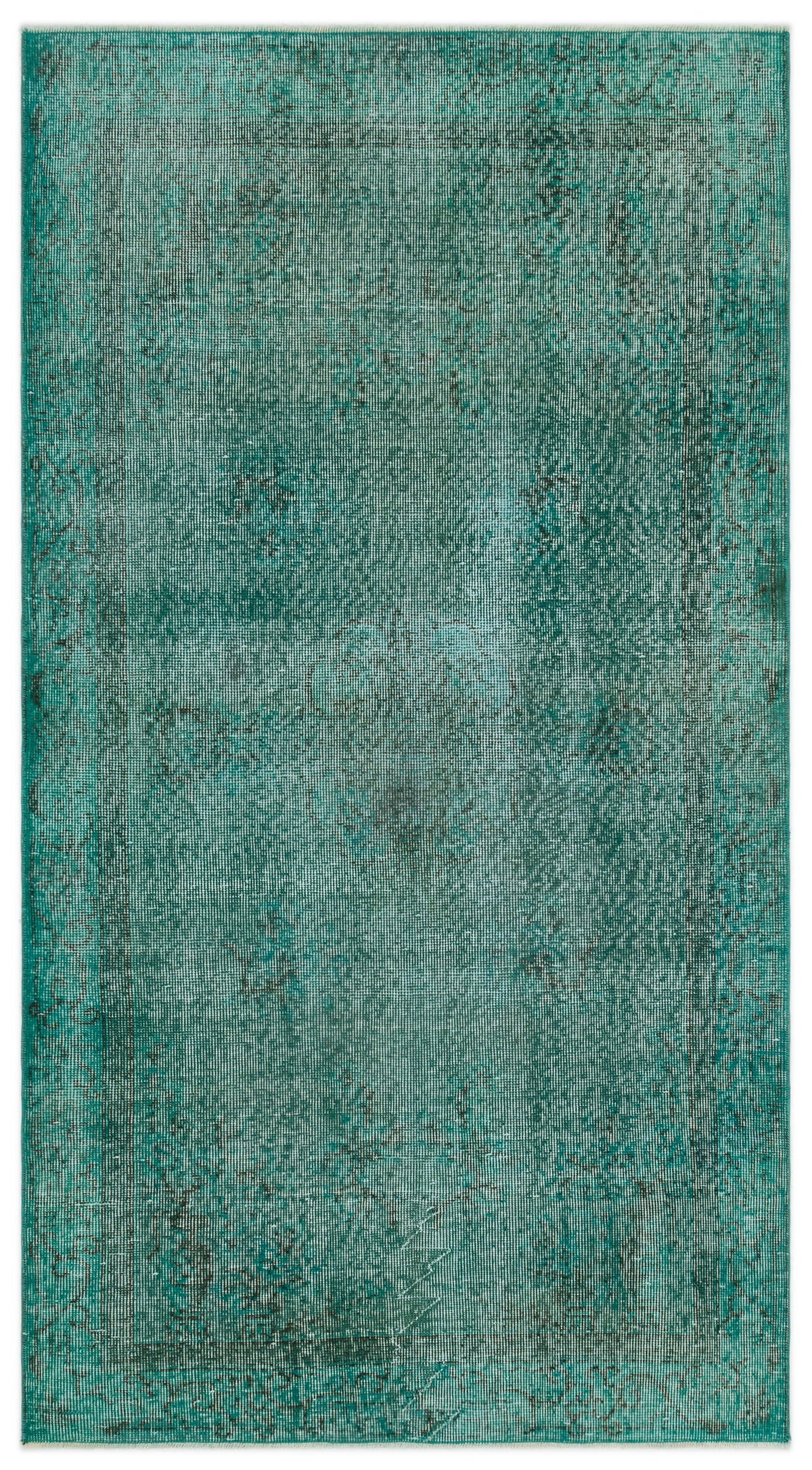 Turquoise  Over Dyed Vintage Rug 3&#39;9&#39;&#39; x 6&#39;9&#39;&#39; ft 115 x 205 cm