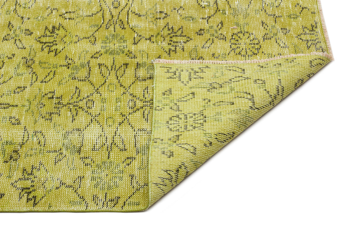 Green Over Dyed Vintage Rug 4&#39;9&#39;&#39; x 8&#39;2&#39;&#39; ft 145 x 250 cm
