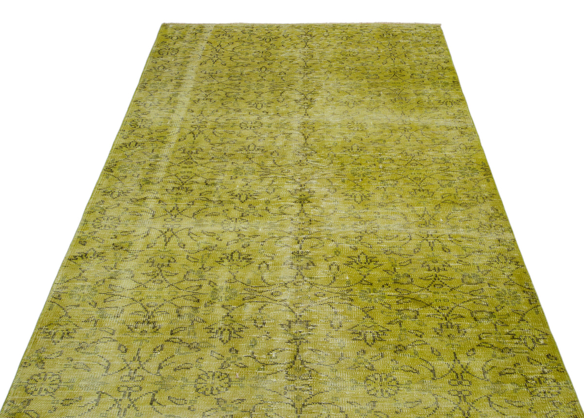 Green Over Dyed Vintage Rug 4&#39;9&#39;&#39; x 8&#39;2&#39;&#39; ft 145 x 250 cm