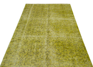 Green Over Dyed Vintage Rug 4'9'' x 8'2'' ft 145 x 250 cm