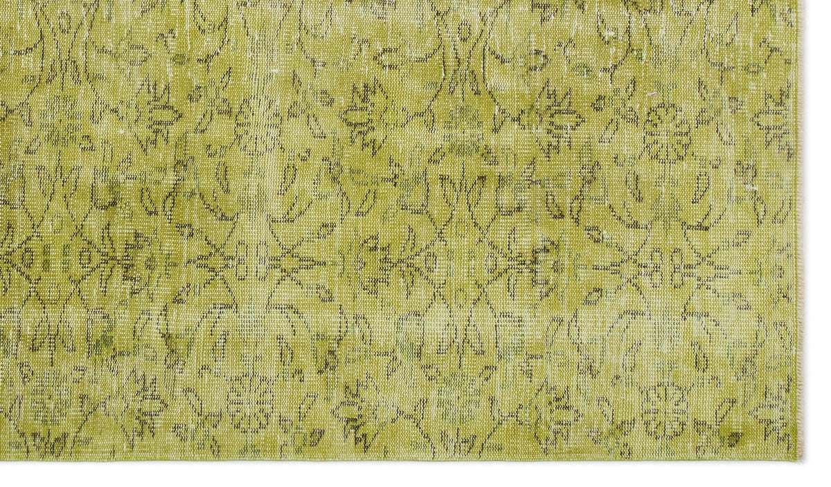 Green Over Dyed Vintage Rug 4&#39;9&#39;&#39; x 8&#39;2&#39;&#39; ft 145 x 250 cm