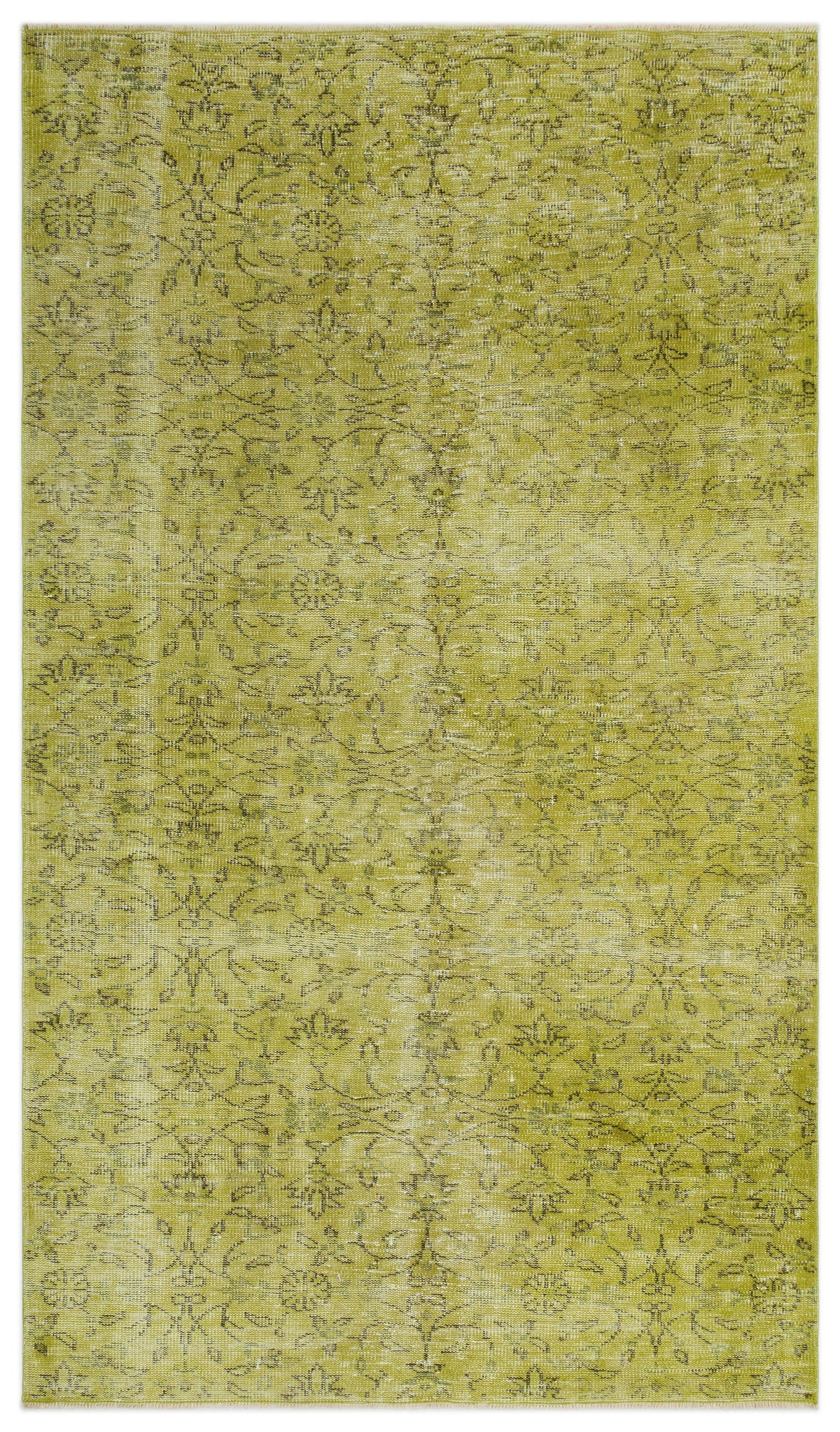 Green Over Dyed Vintage Rug 4&#39;9&#39;&#39; x 8&#39;2&#39;&#39; ft 145 x 250 cm