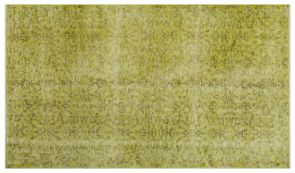 Green Over Dyed Vintage Rug 4&#39;9&#39;&#39; x 8&#39;2&#39;&#39; ft 145 x 250 cm