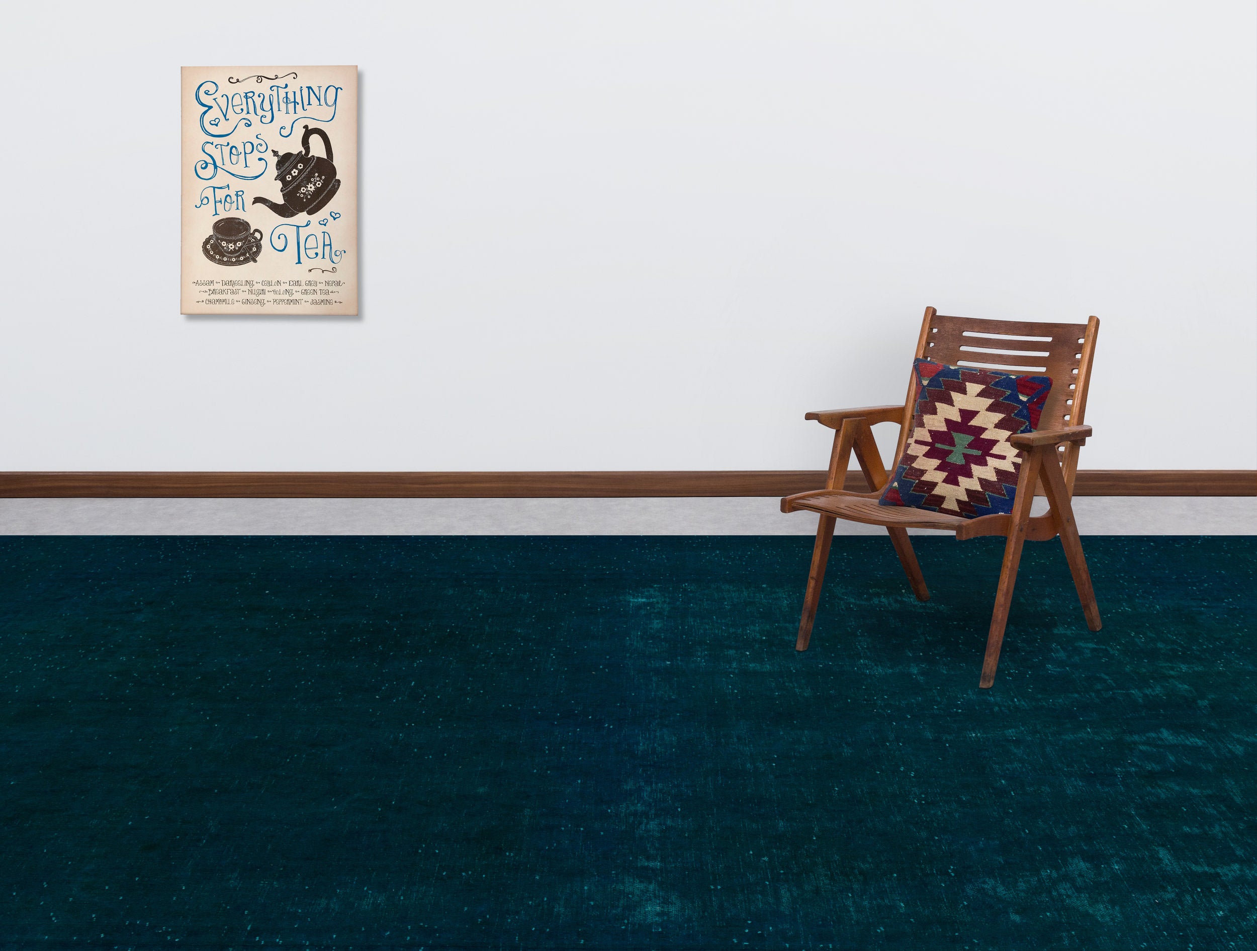 Turquoise  Over Dyed Vintage XLarge Rug 9'1'' x 12'2'' ft 277 x 370 cm