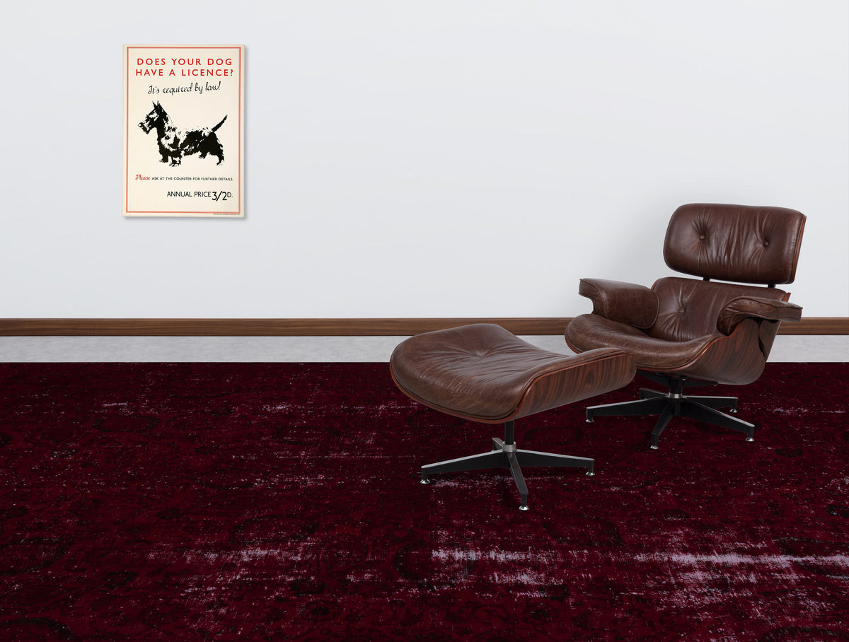 Red Over Dyed Vintage XLarge Rug 9&#39;7&#39;&#39; x 12&#39;7&#39;&#39; ft 292 x 383 cm