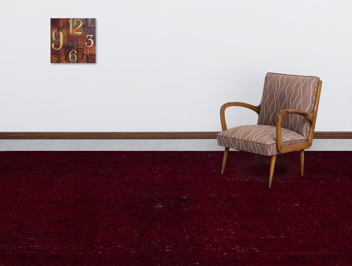 Red Over Dyed Vintage XLarge Rug 9&#39;5&#39;&#39; x 12&#39;4&#39;&#39; ft 286 x 375 cm