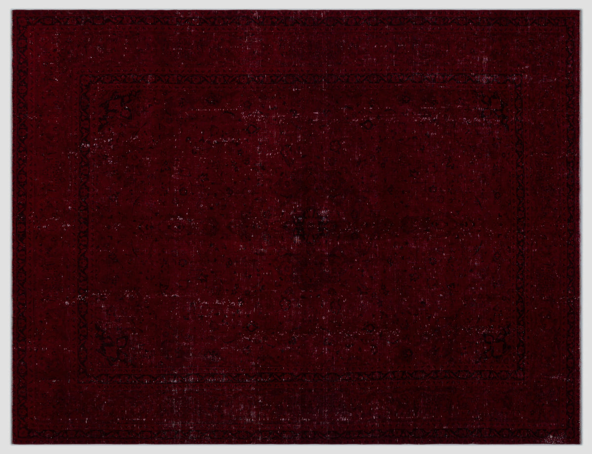 Red Over Dyed Vintage XLarge Rug 9&#39;5&#39;&#39; x 12&#39;4&#39;&#39; ft 286 x 375 cm
