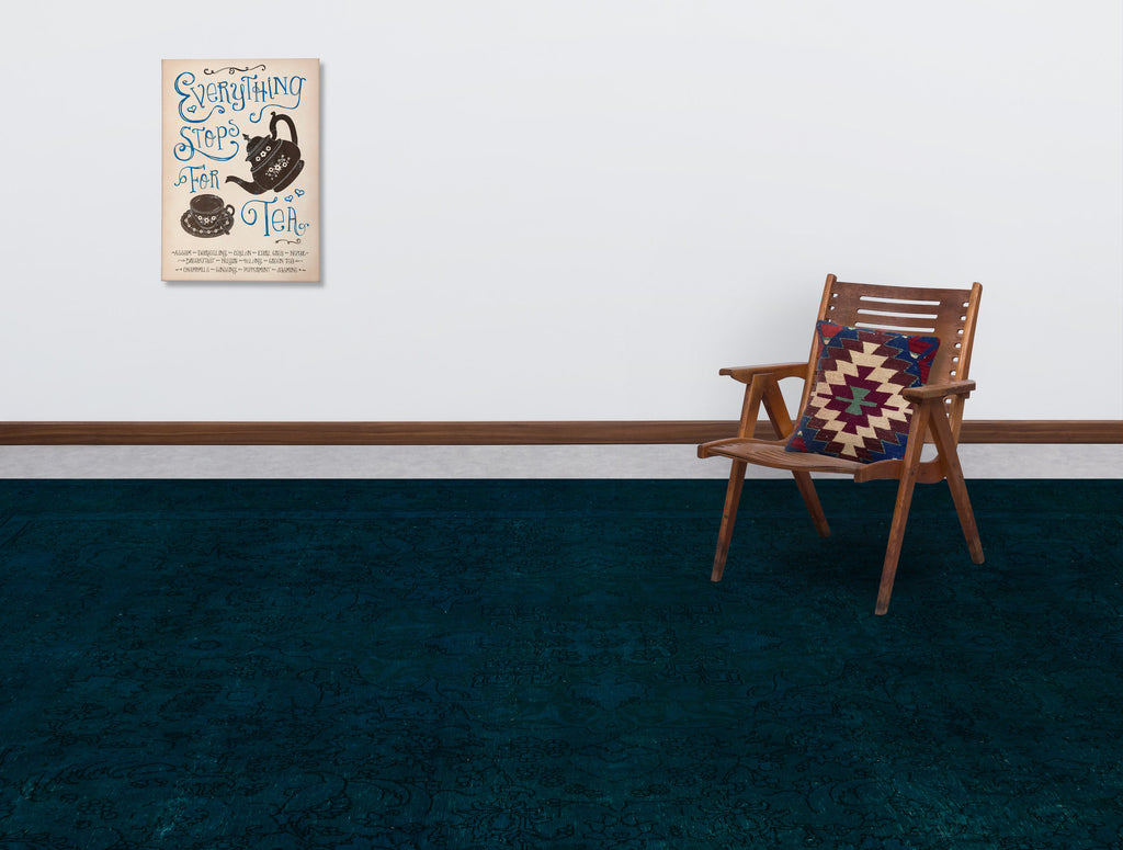 Turquoise  Over Dyed Vintage XLarge Rug 9'3'' x 12'11'' ft 283 x 394 cm