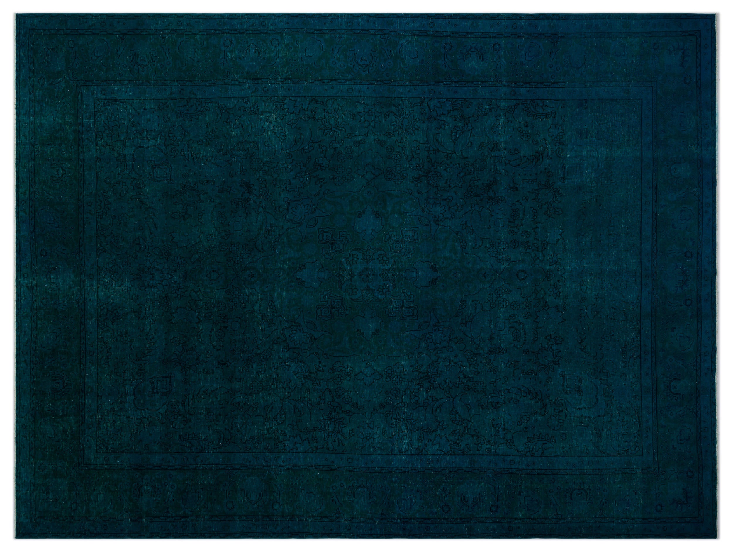 Turquoise  Over Dyed Vintage XLarge Rug 9'3'' x 12'11'' ft 283 x 394 cm