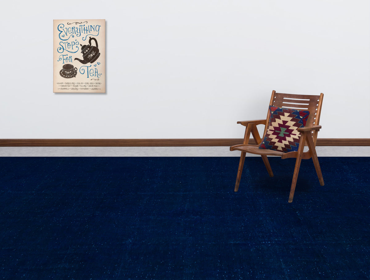 Blue Over Dyed Vintage XLarge Rug 9&#39;7&#39;&#39; x 13&#39;0&#39;&#39; ft 293 x 397 cm