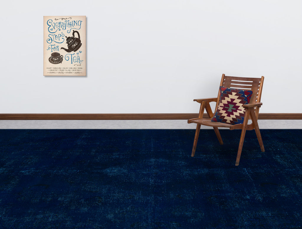 Blue Over Dyed Vintage XLarge Rug 8'10'' x 12'7'' ft 270 x 383 cm