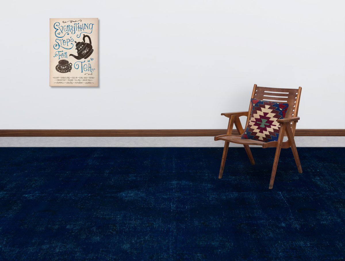 Blue Over Dyed Vintage XLarge Rug 8&#39;10&#39;&#39; x 12&#39;7&#39;&#39; ft 270 x 383 cm