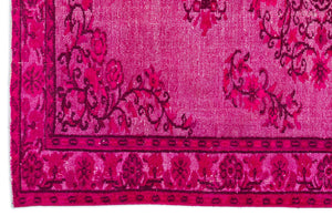Fuchsia Over Dyed Carved Rug 5'11'' x 8'9'' ft 181 x 266 cm