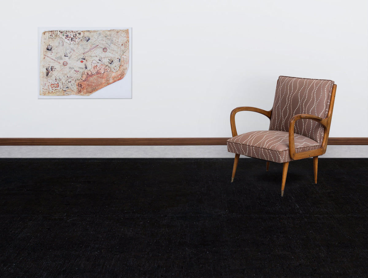 Black Over Dyed Vintage XLarge Rug 9&#39;8&#39;&#39; x 12&#39;11&#39;&#39; ft 295 x 394 cm