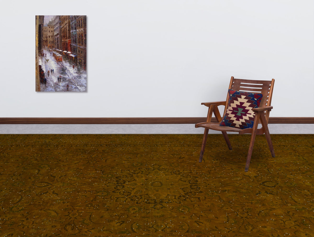 Yellow Over Dyed Vintage XLarge Rug 9&#39;8&#39;&#39; x 13&#39;4&#39;&#39; ft 294 x 406 cm