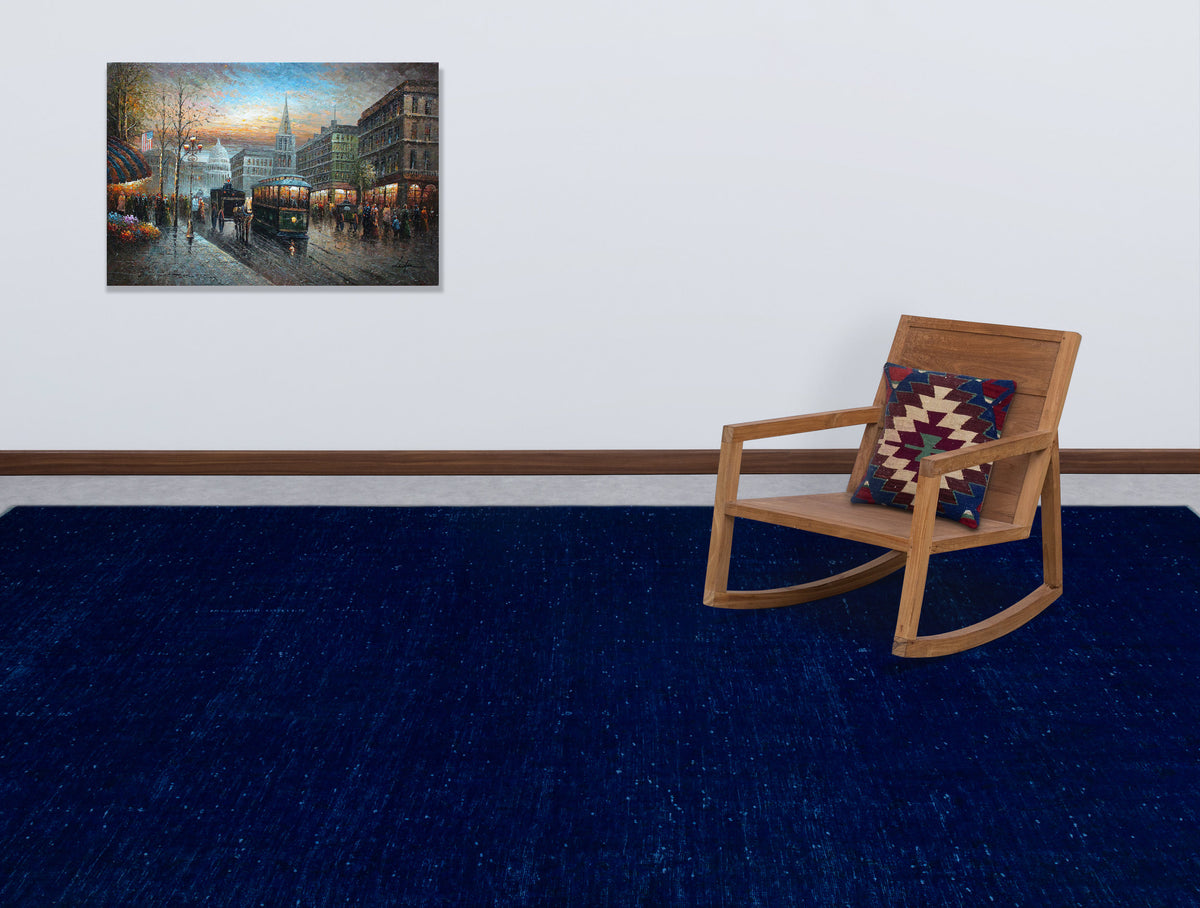 Blue Over Dyed Vintage XLarge Rug 7&#39;11&#39;&#39; x 11&#39;2&#39;&#39; ft 241 x 340 cm