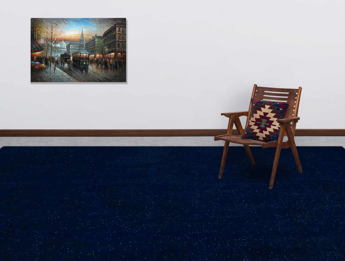 Blue Over Dyed Vintage XLarge Rug 8&#39;0&#39;&#39; x 11&#39;1&#39;&#39; ft 245 x 338 cm