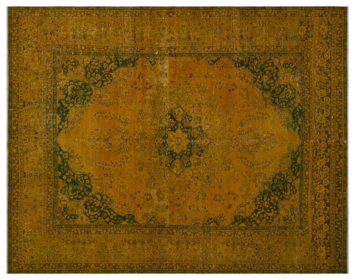 Yellow Over Dyed Vintage XLarge Rug 9&#39;9&#39;&#39; x 12&#39;6&#39;&#39; ft 297 x 381 cm