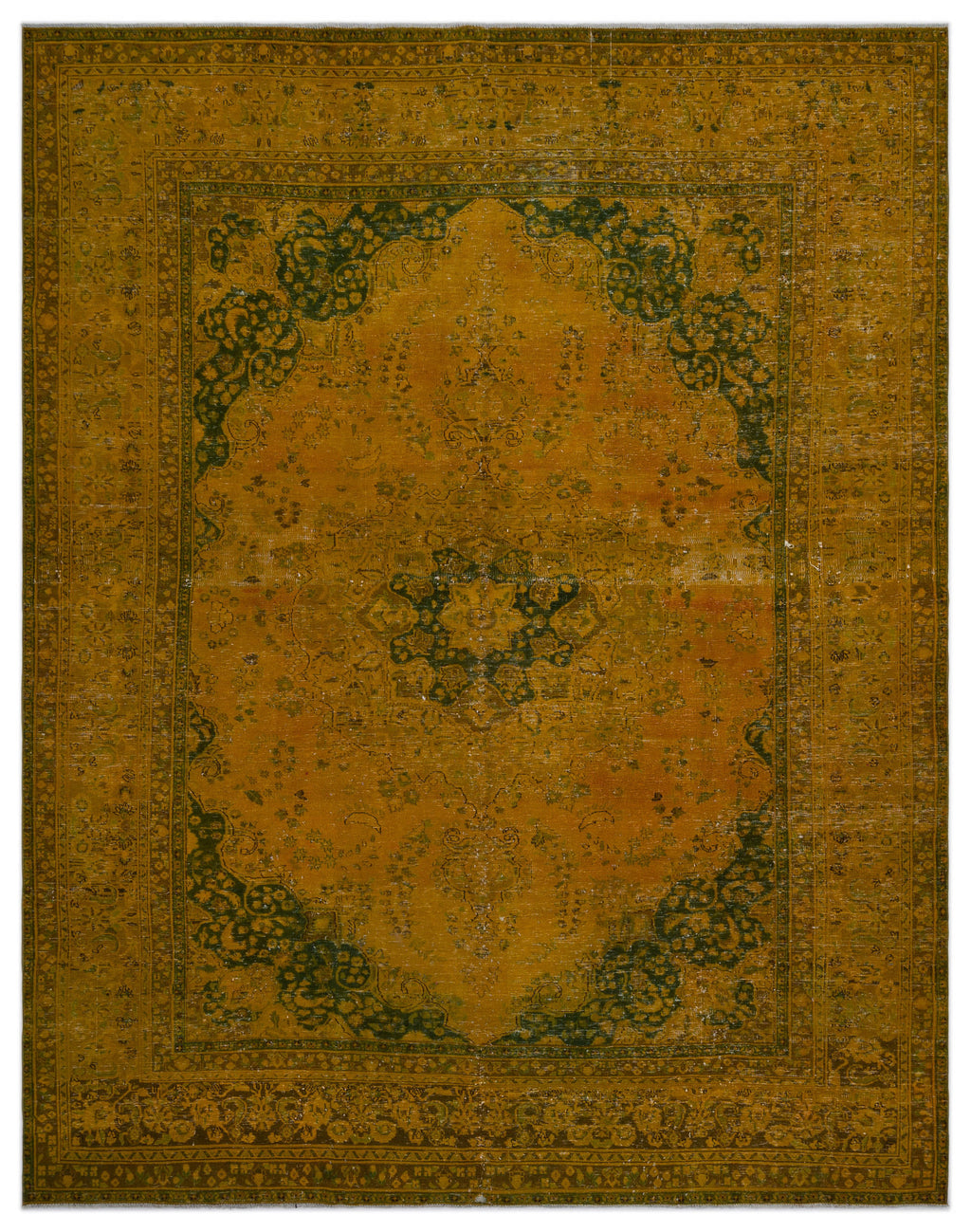 Yellow Over Dyed Vintage XLarge Rug 9'9'' x 12'6'' ft 297 x 381 cm