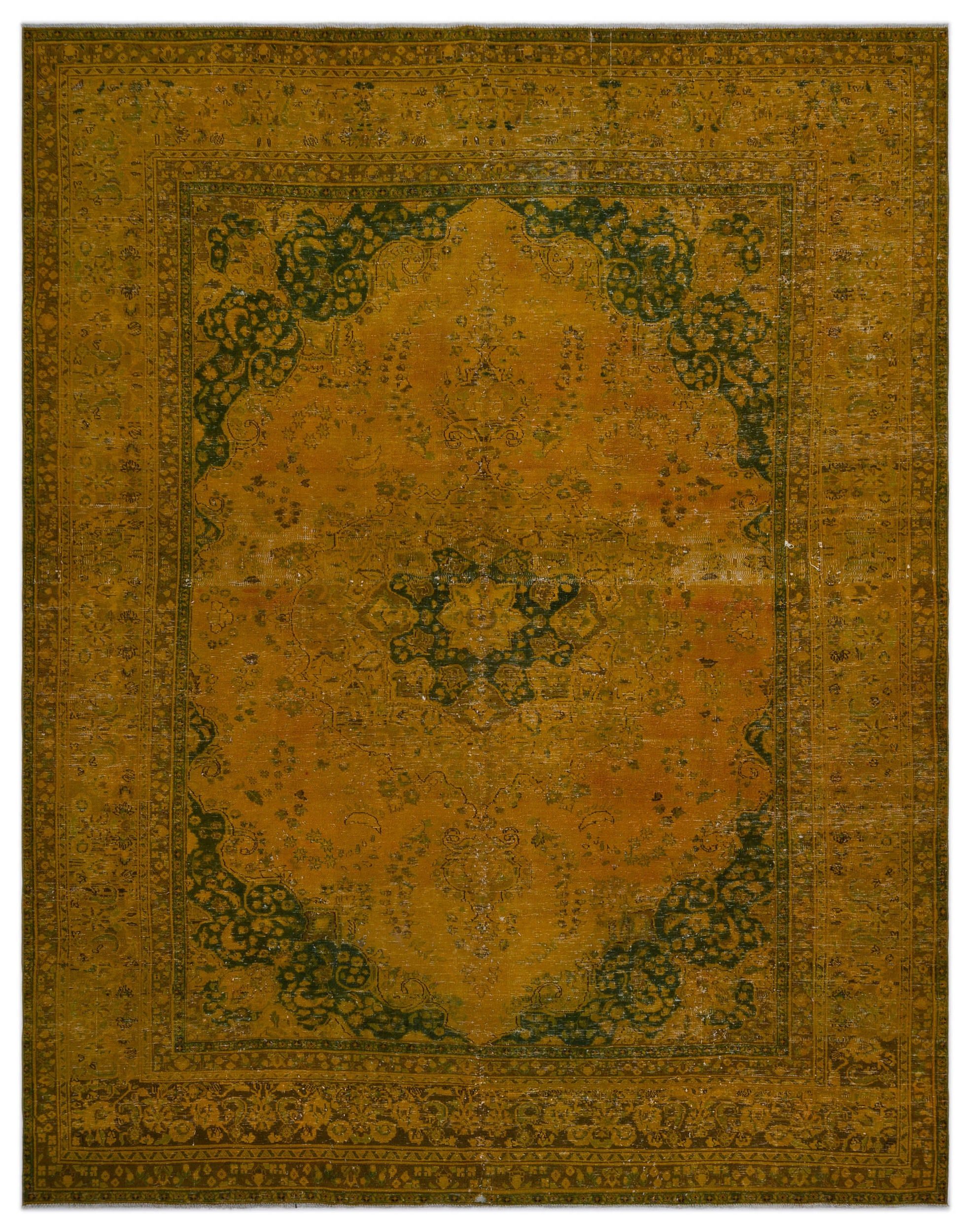 Yellow Over Dyed Vintage XLarge Rug 9'9'' x 12'6'' ft 297 x 381 cm