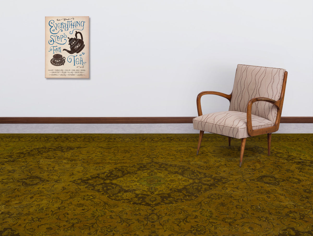 Yellow Over Dyed Vintage XLarge Rug 9&#39;6&#39;&#39; x 12&#39;10&#39;&#39; ft 289 x 390 cm