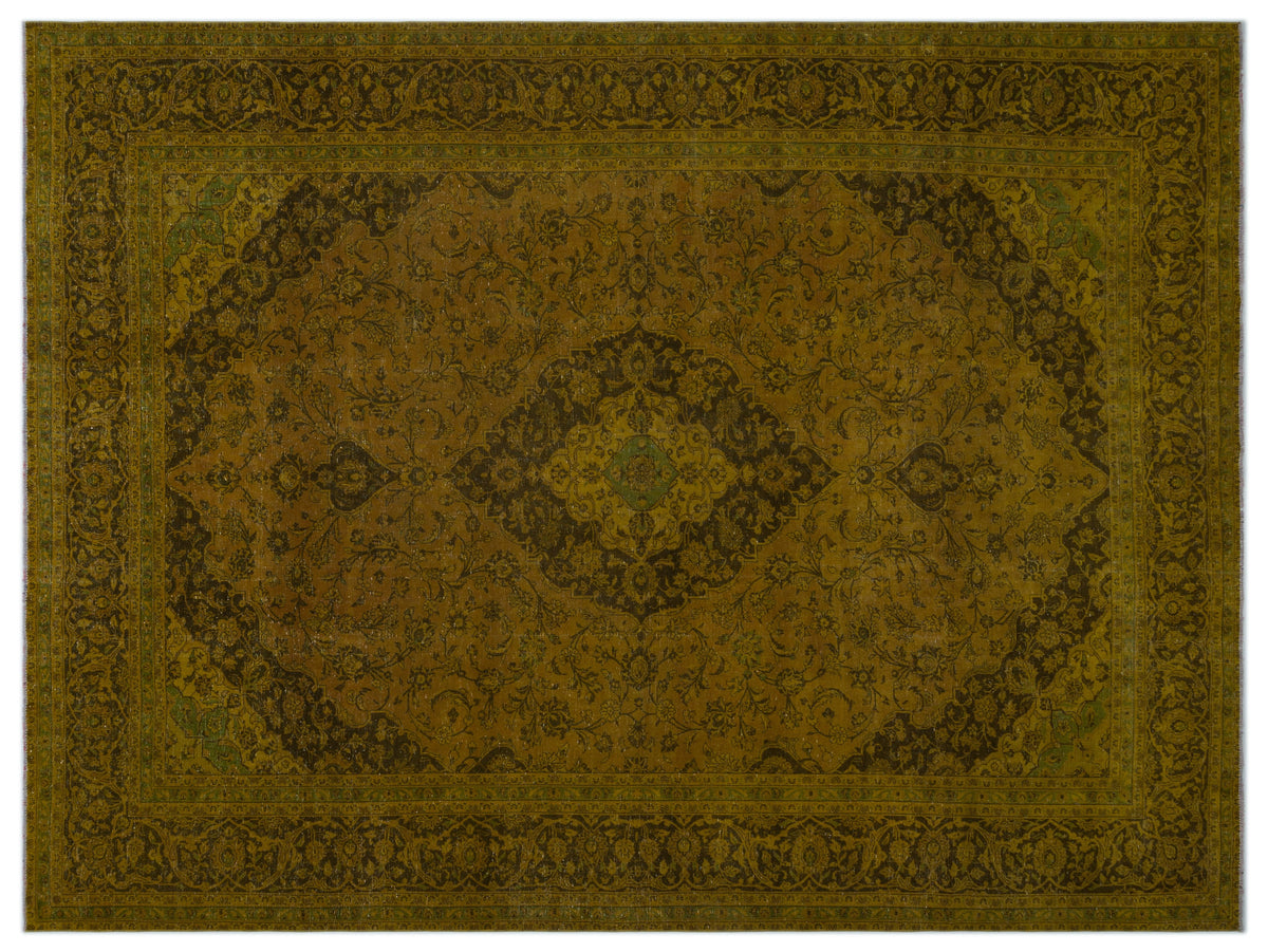 Yellow Over Dyed Vintage XLarge Rug 9&#39;6&#39;&#39; x 12&#39;10&#39;&#39; ft 289 x 390 cm