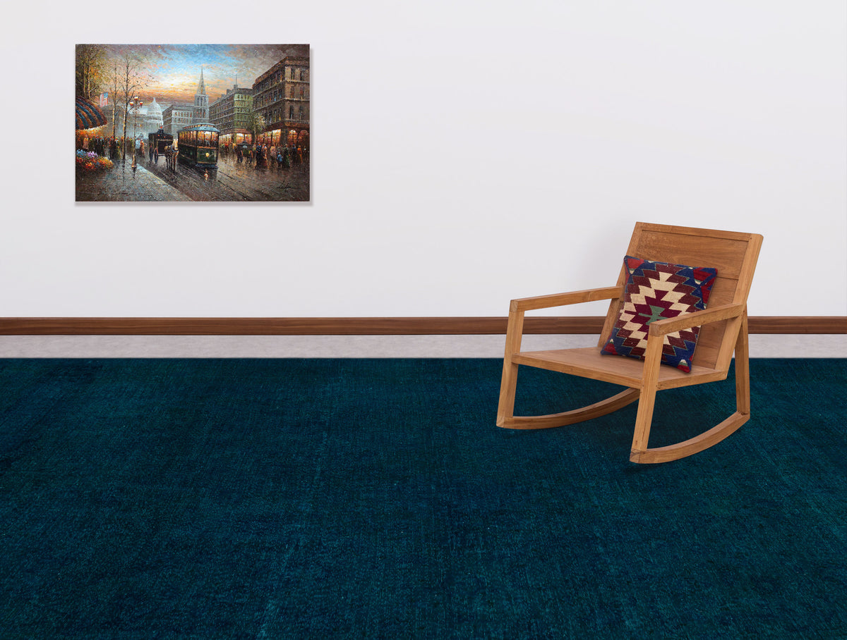 Turquoise  Over Dyed Vintage XLarge Rug 9&#39;8&#39;&#39; x 12&#39;10&#39;&#39; ft 295 x 390 cm