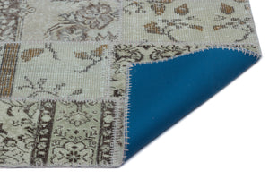 Beige Over Dyed Patchwork Unique Rug 2'7'' x 4'11'' ft 80 x 150 cm