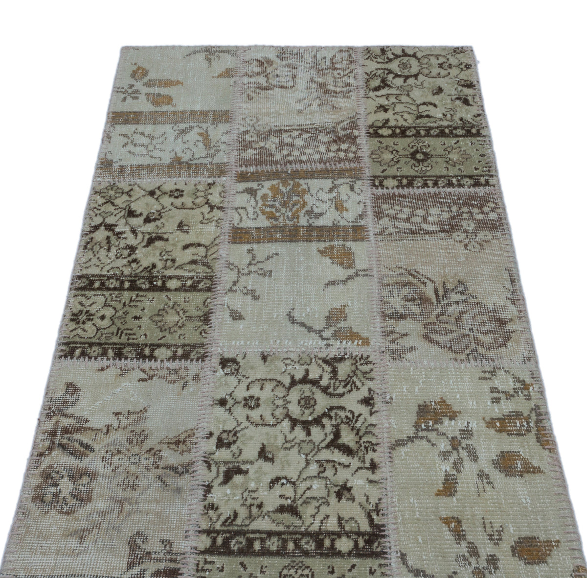 Beige Over Dyed Patchwork Unique Rug 2&#39;7&#39;&#39; x 4&#39;11&#39;&#39; ft 80 x 150 cm