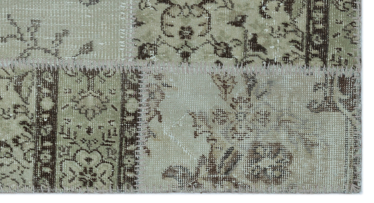 Beige Over Dyed Patchwork Unique Rug 2&#39;7&#39;&#39; x 4&#39;11&#39;&#39; ft 80 x 150 cm