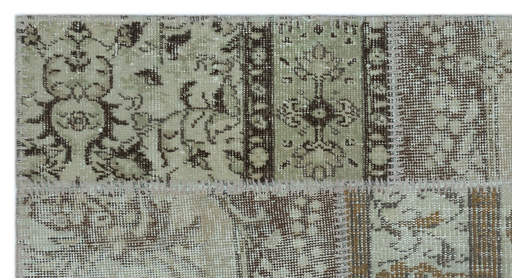 Beige Over Dyed Patchwork Unique Rug 2'7'' x 4'11'' ft 80 x 150 cm