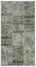 Beige Over Dyed Patchwork Unique Rug 2'7'' x 4'11'' ft 80 x 150 cm