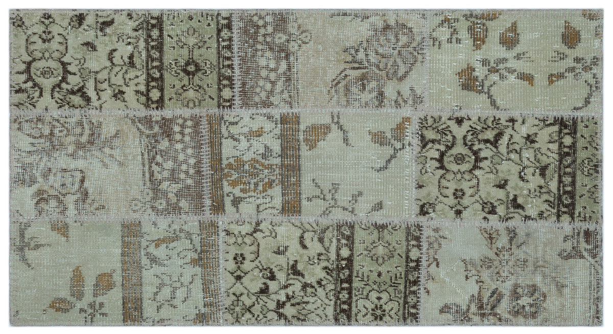 Beige Over Dyed Patchwork Unique Rug 2&#39;7&#39;&#39; x 4&#39;11&#39;&#39; ft 80 x 150 cm