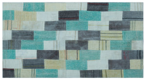 Mixed Over Dyed Kilim Patchwork Unique Rug 2'9'' x 5'1'' ft 83 x 154 cm