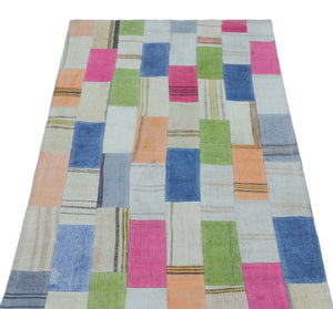 Mixed Over Dyed Kilim Patchwork Unique Rug 2'9'' x 5'1'' ft 83 x 156 cm