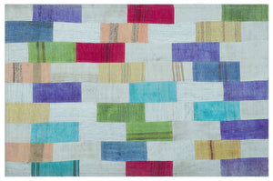 Mixed Over Dyed Kilim Patchwork Unique Rug 2'12'' x 4'7'' ft 91 x 140 cm