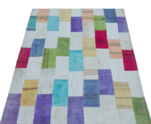 Mixed Over Dyed Kilim Patchwork Unique Rug 2'12'' x 4'7'' ft 91 x 140 cm