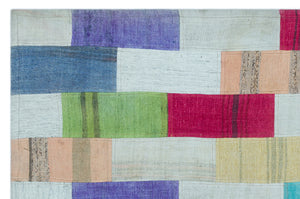 Mixed Over Dyed Kilim Patchwork Unique Rug 2'12'' x 4'7'' ft 91 x 140 cm