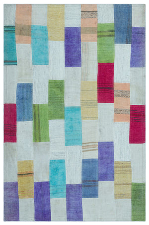 Mixed Over Dyed Kilim Patchwork Unique Rug 2'12'' x 4'7'' ft 91 x 140 cm