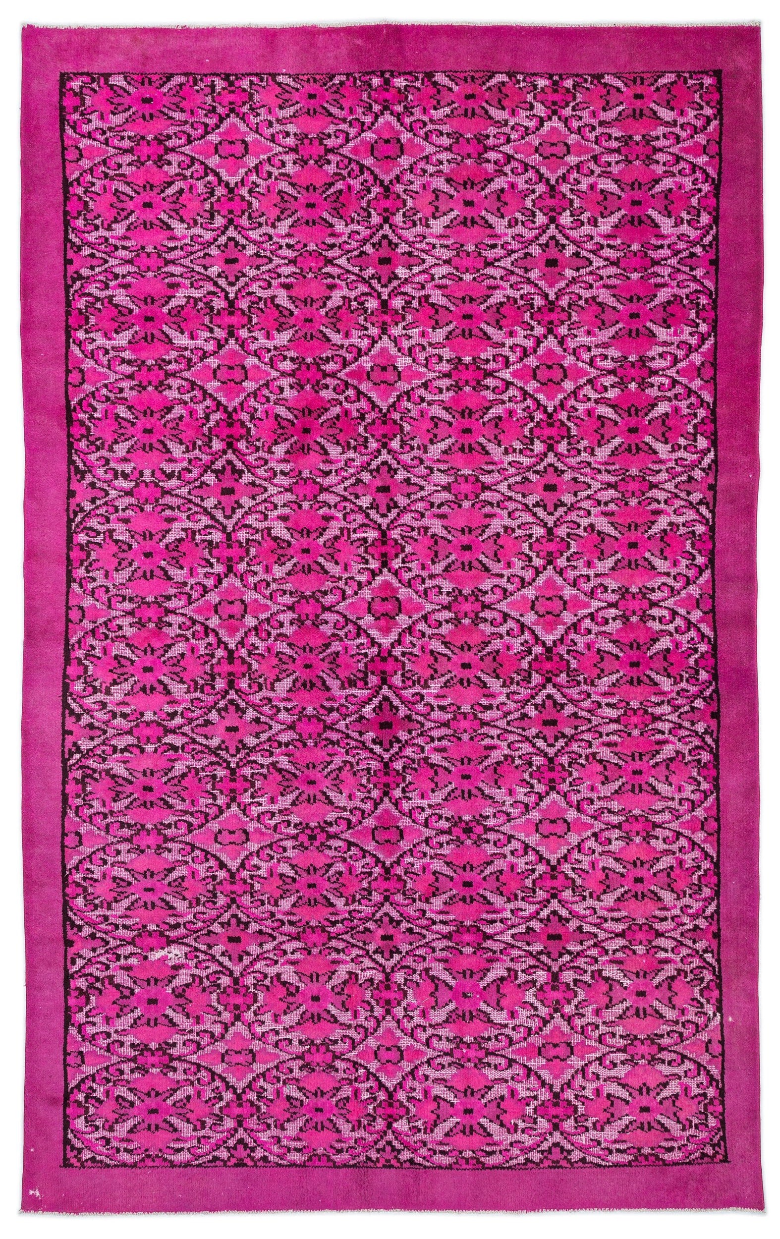 Fuchsia Over Dyed Carved Rug 6'2'' x 9'8'' ft 189 x 295 cm
