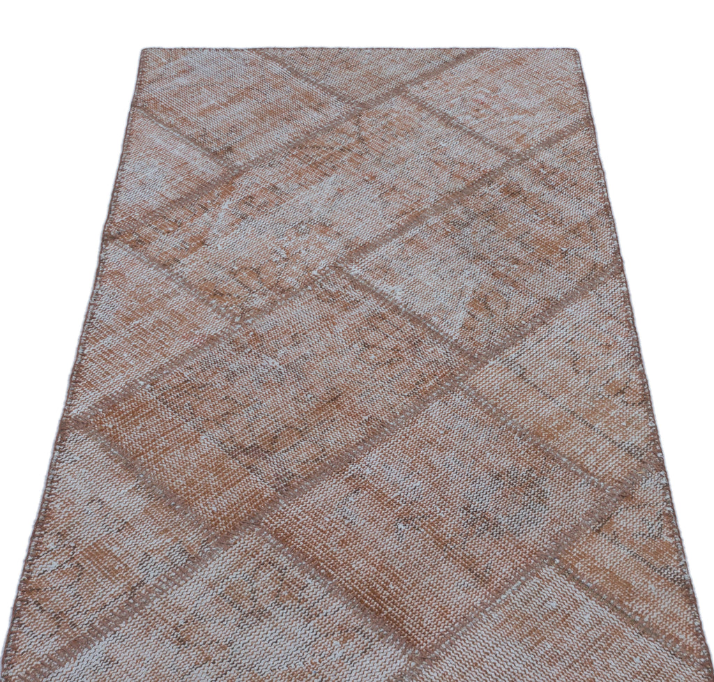 Brown Over Dyed Patchwork Unique Rug 2'7'' x 4'11'' ft 80 x 150 cm