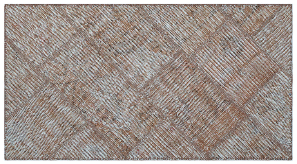 Brown Over Dyed Patchwork Unique Rug 2'7'' x 4'11'' ft 80 x 150 cm
