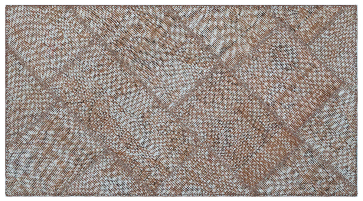 Brown Over Dyed Patchwork Unique Rug 2&#39;7&#39;&#39; x 4&#39;11&#39;&#39; ft 80 x 150 cm