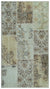 Beige Over Dyed Patchwork Unique Rug 2'7'' x 4'11'' ft 80 x 150 cm