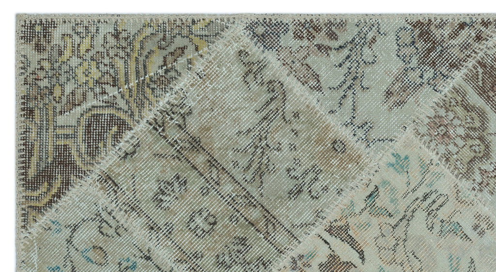 Beige Over Dyed Patchwork Unique Rug 2'7'' x 4'11'' ft 80 x 150 cm
