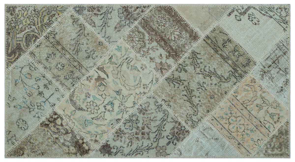 Beige Over Dyed Patchwork Unique Rug 2&#39;7&#39;&#39; x 4&#39;11&#39;&#39; ft 80 x 150 cm
