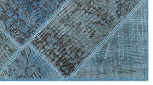 Blue Over Dyed Patchwork Unique Rug 2'7'' x 4'11'' ft 80 x 150 cm