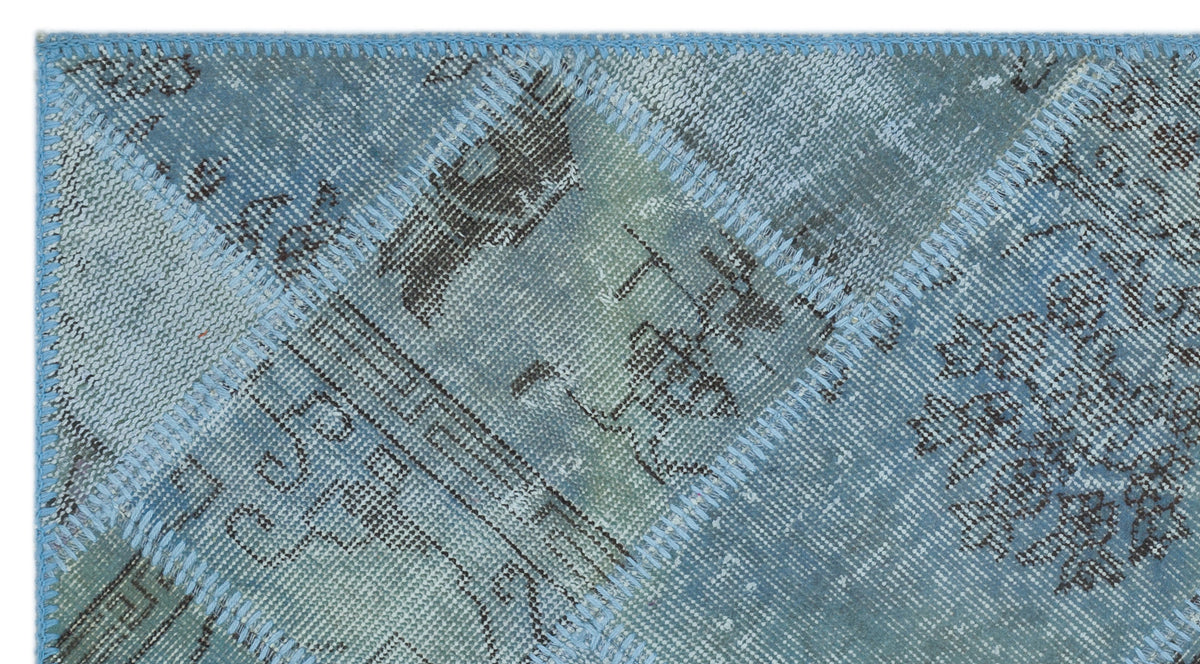 Blue Over Dyed Patchwork Unique Rug 2&#39;7&#39;&#39; x 4&#39;11&#39;&#39; ft 80 x 150 cm