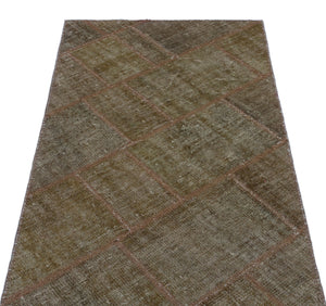 Gray Over Dyed Patchwork Unique Rug 2'7'' x 4'11'' ft 80 x 150 cm
