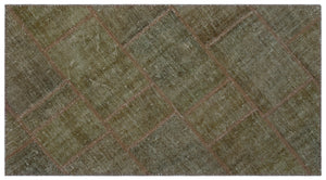 Gray Over Dyed Patchwork Unique Rug 2'7'' x 4'11'' ft 80 x 150 cm